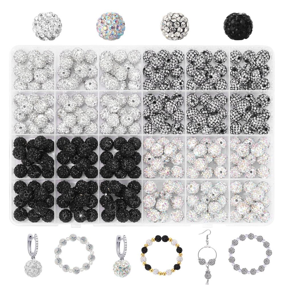 1969 288pcs 10mm Rhinestone Beads for Jewelry Making, Sparkle Round Clay